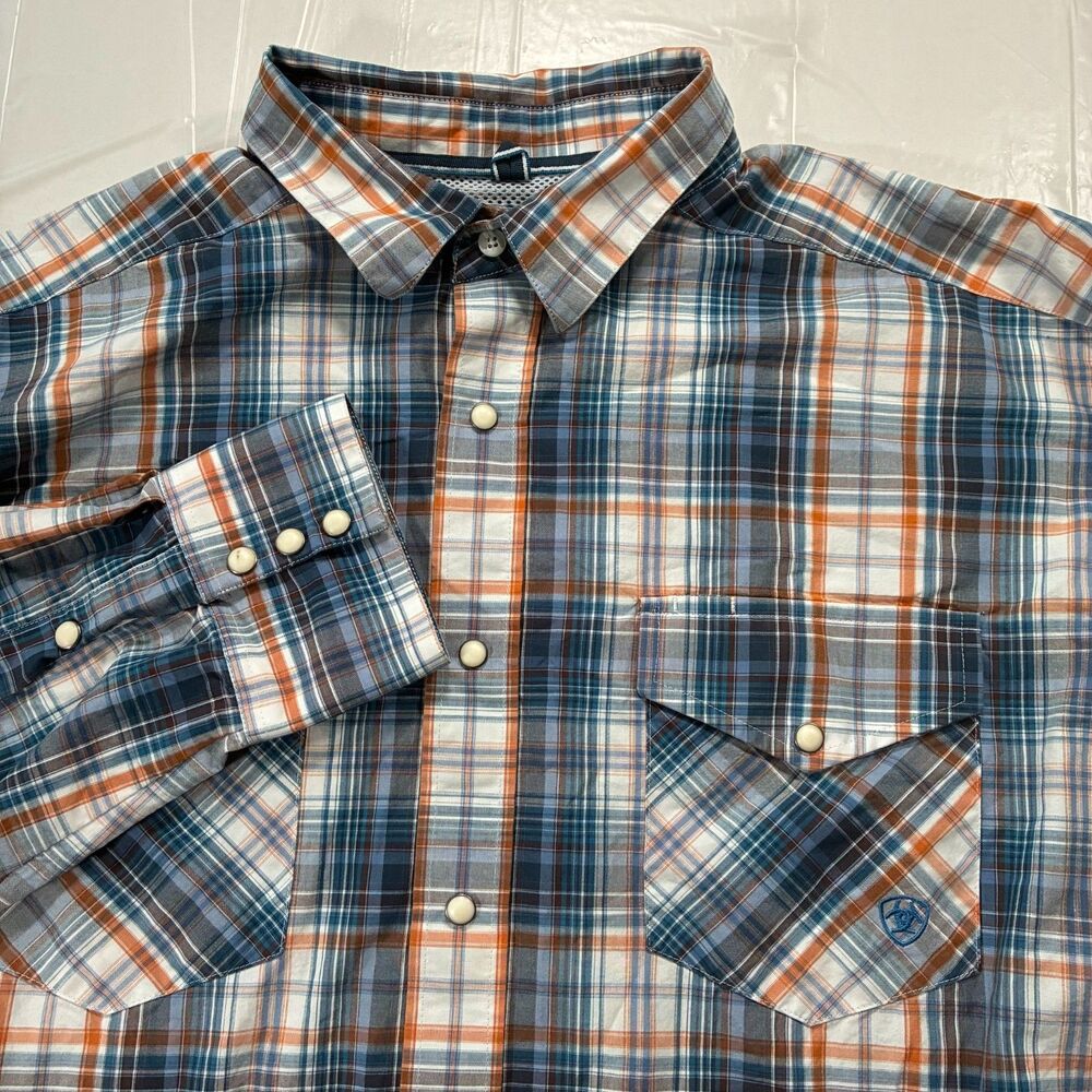Ariat Pro Series Shirt Men XL Plaid Long Sleeve Casual Snap Western
